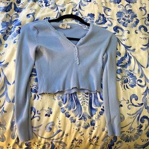 Princess Poly blue long sleeve crop top